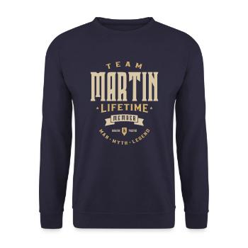 Nom personnalisé du membre à vie de l’équipe Martin - Sweat-shirt Unisexe - marine - Devant - Alina (178cm) & Michal (187cm)