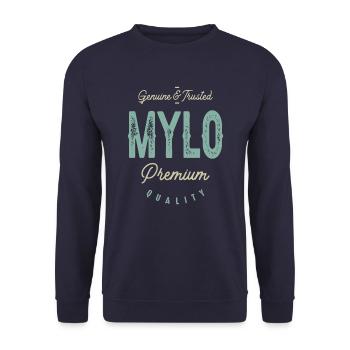 Genuine Mylo Funny Personalized Name - Unisex Sweatshirt - navy - Front - Alina (178cm) & Michal (187cm)