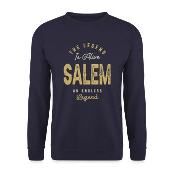 The Legend Salem Funny Personalized Name - Unisex Sweatshirt - navy - Front - Alina (178cm) & Michal (187cm)