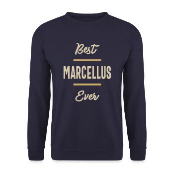 Marcellus Personalized Name - Unisex Sweatshirt - navy - Front - Alina (178cm) & Michal (187cm)