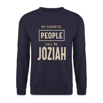 Joziah Personalized Name - Unisex Sweatshirt - navy - Front - Alina (178cm) & Michal (187cm)