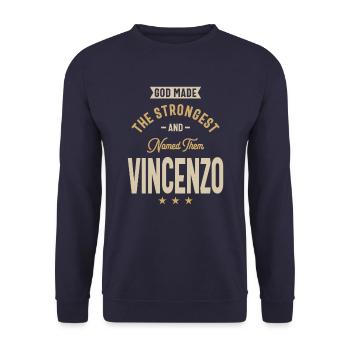 Vincenzo Personalized Name - Unisex Sweatshirt - navy - Front - Alina (178cm) & Michal (187cm)