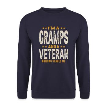 I'm a Gramps and a Veteran - Dad Grandpa - Unisex Sweatshirt - navy - Front - Alina (178cm) & Michal (187cm)