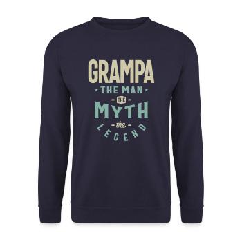 Grampa The Man The Myth The Legend - Dad Grandpa - Unisex Sweatshirt - navy - Front - Alina (178cm) & Michal (187cm)