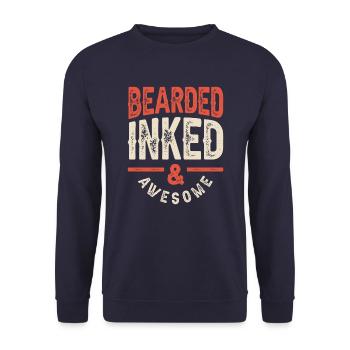 Bearded Inked and Awesome Funny Sarcastic - Unisex Sweatshirt - navy - Front - Alina (178cm) & Michal (187cm)