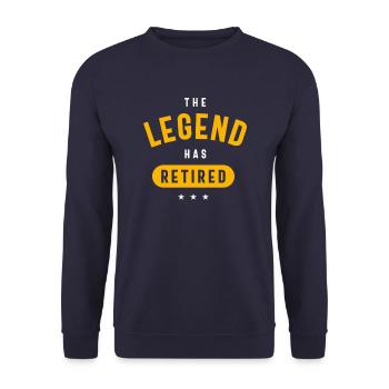 The Legend Has Retired Funny Retirement - Unisex Sweatshirt - navy - Front - Alina (178cm) & Michal (187cm)