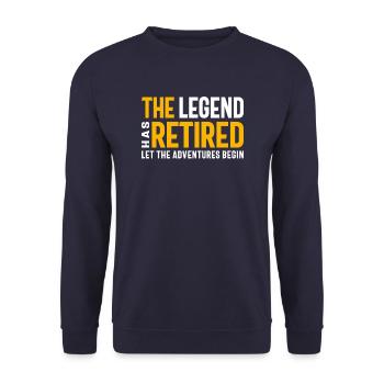 The Legend Has Retired Let The Adventures Begin - Unisex Sweatshirt - navy - Front - Alina (178cm) & Michal (187cm)