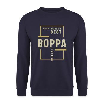 World's Best Boppa Ever - Dad and Grandpa - Unisex Sweatshirt - navy - Front - Alina (178cm) & Michal (187cm)