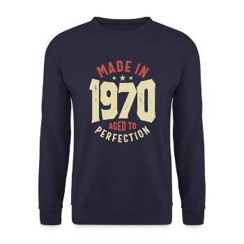 Made in 1970 53rd Birthday - Unisex Sweatshirt - navy - Front - Alina (178cm) & Michal (187cm)