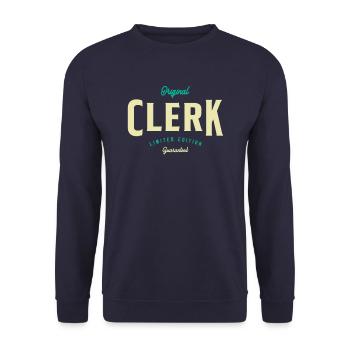 Clerk Funny Job Title Profession - Unisex Sweatshirt - navy - Front - Alina (178cm) & Michal (187cm)