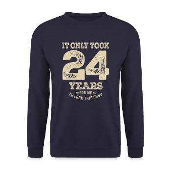 Funny 24th Birthday Age 24 Years Old - Unisex Sweatshirt - navy - Front - Alina (178cm) & Michal (187cm)