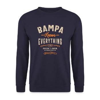 Bampa Knows Everything Funny Dad Grandpa - Unisex Sweatshirt - navy - Front - Alina (178cm) & Michal (187cm)