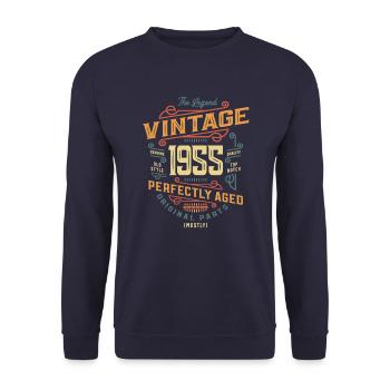 Vintage 1955 68th Birthday - Unisex Sweatshirt - navy - Front - Alina (178cm) & Michal (187cm)