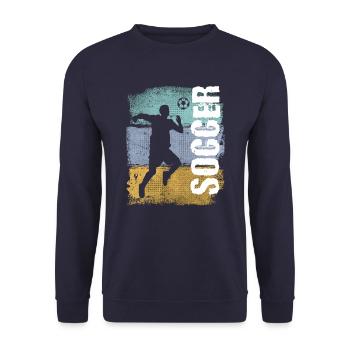 Soccer Vintage Retro Soccer Player - Unisex Sweatshirt - navy - Front - Alina (178cm) & Michal (187cm)