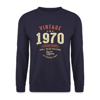 Vintage 1970 - 53rd Birthday Classic Born 1970 - Unisex Sweatshirt - navy - Front - Alina (178cm) & Michal (187cm)