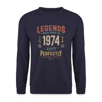 1974 Birthday 49 Years Old - Unisex Sweatshirt - navy - Front - Alina (178cm) & Michal (187cm)