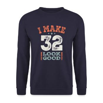 32 Birthday Funny 32 Years Old - Unisex Sweatshirt - navy - Front - Alina (178cm) & Michal (187cm)