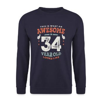 34 Birthday Funny 34 Years Old - Unisex Sweatshirt - navy - Front - Alina (178cm) & Michal (187cm)