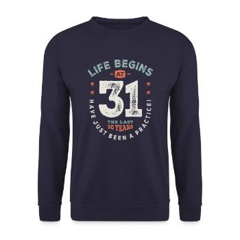 31 Birthday Funny 31 Years Old - Unisex Sweatshirt - navy - Front - Alina (178cm) & Michal (187cm)