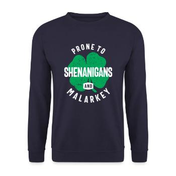 Prone To Shenanigans and Malarkey St Patricks Day - Unisex Sweatshirt - navy - Front - Alina (178cm) & Michal (187cm)