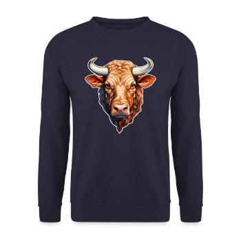 Bull - Unisex Sweatshirt - navy - Front - Alina (178cm) & Michal (187cm)