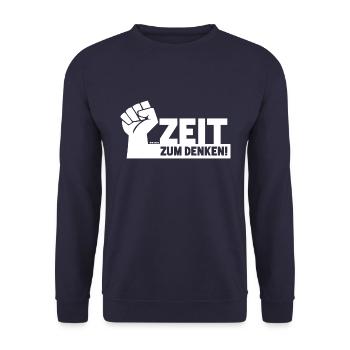 Zeit zum Denken - Unisex Pullover - Navy - Vorne - Alina (178cm) & Michal (187cm)