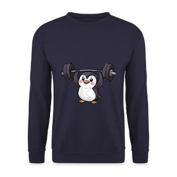 Pinguin Hantel Workout Stark - Unisex Pullover - Navy - Vorne - Alina (178cm) & Michal (187cm)