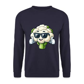 Cooler Blumenkohl Veganer Daumen Hoch Sonnenbrille - Unisex Pullover - Navy - Vorne - Alina (178cm) & Michal (187cm)
