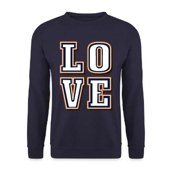 Love, Love, Amore in White -Valentine's Day, Mutertg - Unisex Sweatshirt - navy - Front - Alina (178cm) & Michal (187cm)