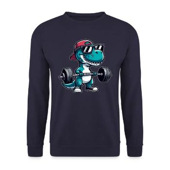 T-Rex Workout Dino Strength Training - Unisex Sweatshirt - navy - Front - Alina (178cm) & Michal (187cm)