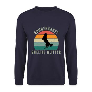 Sheltie Glitter Retro Sunset - Unisex Pullover - Navy - Vorne - Alina (178cm) & Michal (187cm)
