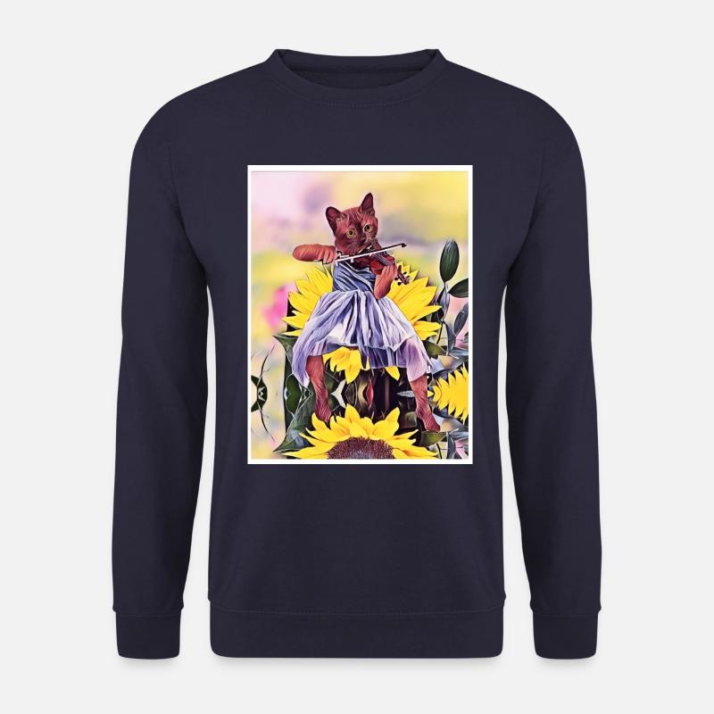 Fiedlerkatze auf Sonnenblume - Unisex Pullover - Navy