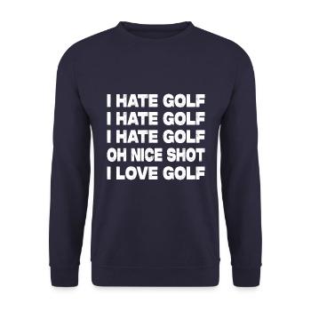 Je déteste le golf Oh Nice Shot - Drôle de golfeur disant - Sweat-shirt Unisexe - marine - Devant - Alina (178cm) & Michal (187cm)