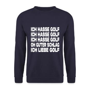 Ich Hasse Golf - Lustiger Golfer Spruch - Unisex Pullover - Navy - Vorne - Alina (178cm) & Michal (187cm)