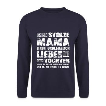 proud mom of a dear and great daughter - Unisex Sweatshirt - navy - Front - Alina (178cm) & Michal (187cm)