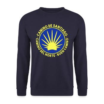 Buen Camino de Santiago de Compostela Jakobsweg - Unisex Sweatshirt - navy - Front - Alina (178cm) & Michal (187cm)