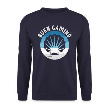 Buen Camino de Santiago de Compostela Jakobsweg - Unisex Sweatshirt - navy - Front - Alina (178cm) & Michal (187cm)
