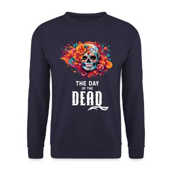 Mystic Statement-Shirt: Day Of The Dead - Unisex Pullover - Navy - Vorne - Alina (178cm) & Michal (187cm)