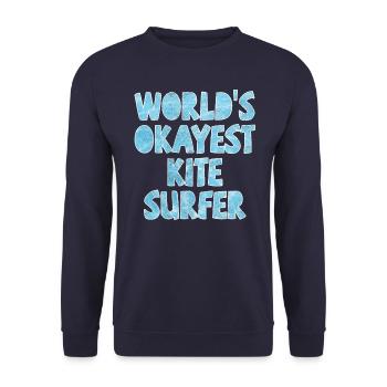 World's Okayest Kite Surfer Light Blue - Unisex Sweatshirt - navy - Front - Alina (178cm) & Michal (187cm)