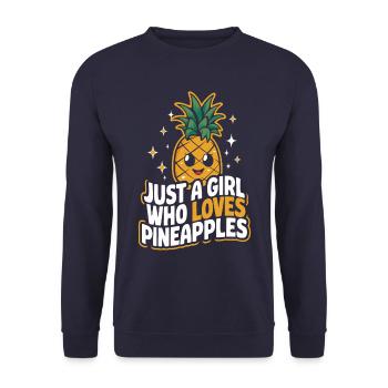 Ananas tropische hawaiianische Frucht - Unisex Pullover - Navy - Vorne - Alina (178cm) & Michal (187cm)