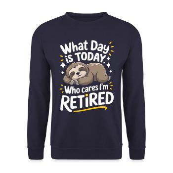 Rentner Ruhestand Rente Pensionierung - Unisex Pullover - Navy - Vorne - Alina (178cm) & Michal (187cm)