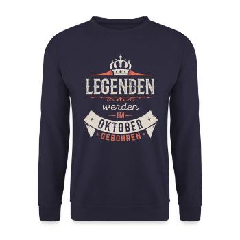 Legenden werden im Oktober gebohren - Unisex Pullover - Navy - Vorne - Alina (178cm) & Michal (187cm)