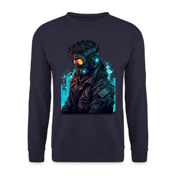 Cyberspace Hacker - Unisex Pullover - Navy - Vorne - Alina (178cm) & Michal (187cm)