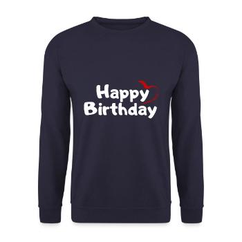 Happy Birthday Birthday Greeting Birthday Gift - Unisex Sweatshirt - navy - Front - Alina (178cm) & Michal (187cm)