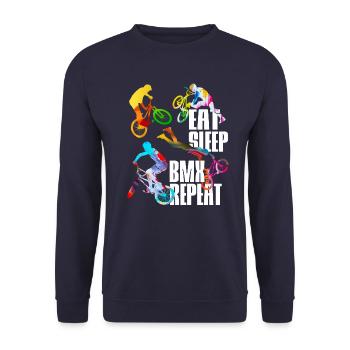 BMX Stunt Freestyle Radsport Fahrrad Halfpipe Bike - Unisex Pullover - Navy - Vorne - Alina (178cm) & Michal (187cm)