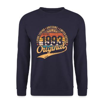 1993 Birthday Retro Vintage born in 1993 - Unisex Sweatshirt - navy - Front - Alina (178cm) & Michal (187cm)
