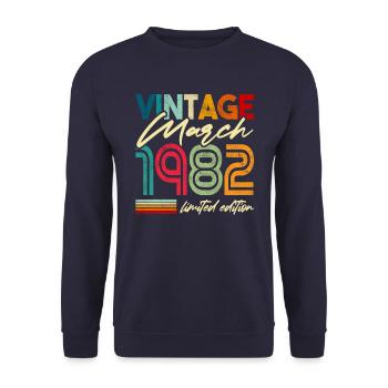 Rétro Vintage né 1982 anniversaire March 1982 - Sweat-shirt Unisexe - marine - Devant - Alina (178cm) & Michal (187cm)