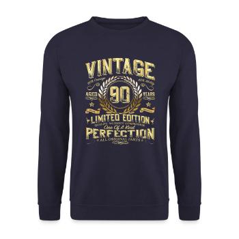90th Birthday Gift Idea Vintage Optics 90 Years - Unisex Sweatshirt - navy - Front - Alina (178cm) & Michal (187cm)