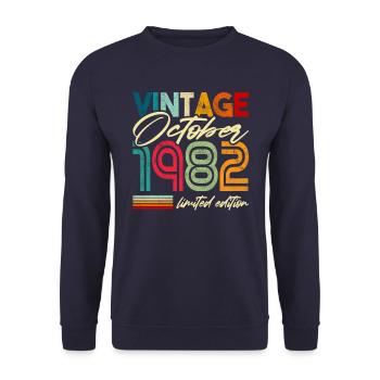 Vintage Anniversaire October 1982 Idée cadeau - Sweat-shirt Unisexe - marine - Devant - Alina (178cm) & Michal (187cm)