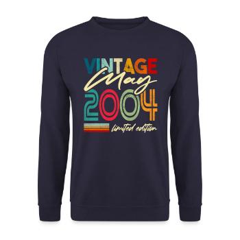 Vintage born May 2004 Birthday Year 2004 - Unisex Sweatshirt - navy - Front - Alina (178cm) & Michal (187cm)